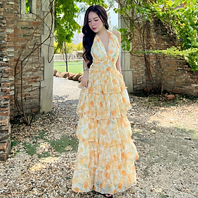 Đầm maxi Ruzimay Style Xếp Tầng Dáng Xòe Đi Biển R0300
