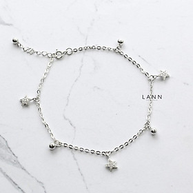 Lắc chân sao đá hạt tròn cách S925 LANN