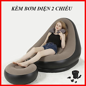 Ghế Hơi Tựa Lưng - Sofa Hơi Tựa Lưng Chanodung Kèm Đôn Và Bơm Điện 2 Chiều