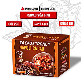 Cacao hoà tan 6in1 Napoli bổ sung mầm Lúa mạch và cafe Moka vị nồng nàn, dậy mùi cà phê (22g/gói)