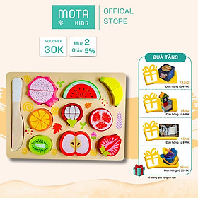 [MC14204 - Mota Montessori] Đồ chơi cho bé Bảng gỗ cắt trái cây - Hàng chính hãng