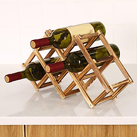 Folding Wood  Rack Display Table Bottle Storage for Countertop Kitchen