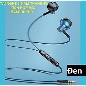 Tai nghe chân cắm 3.5mm âm thanh 6D Baseus H19 - Hàng chính hãng - Màu đen