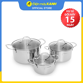 Mua Bộ 3 cái nồi inox 3 đáy nắp kính Elmich Trimax EL-3741 - Hàng chính hãng