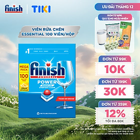 Viên Rửa Chén Bát Hương Chanh Finish Powerball Power Essential Lemon Sparkle - Túi 100 viên siêu tiết kiệm