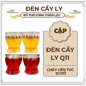 Đèn Cầy Ly Cúng Q11 Hoa Sen Cao 6cm Cháy Liên Tục 12 Tiếng Đồ Thờ Cúng Thiên Lộc - Cặp 2 Ly/Hộp 12 Ly