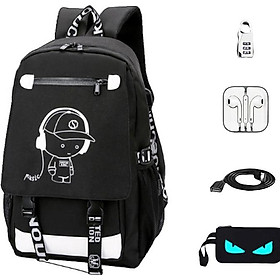 Bộ Balo Phát Sáng Thời Trang Hàn Quốc (Tặng Ví + Cáp Sạc Usb + Tai Nghe + Khóa Số Chống Chộm)