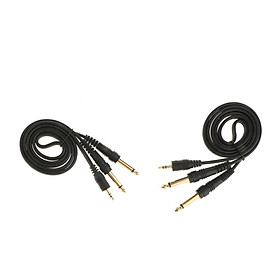 2Pcs 3.5mm to Double 6.5mm Adapter Male to Male Audio Cable Cord 1meter