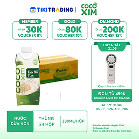 Thùng nước dừa đóng hộp Cocoxim dừa dứa non 330ml (1 thùng 24 hộp)