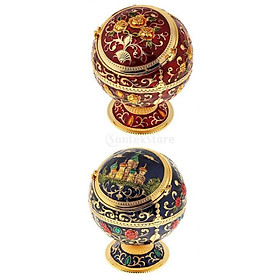 2 Pieces Metal Jewelry Box with Lid Windproof Ashtray Home Decor