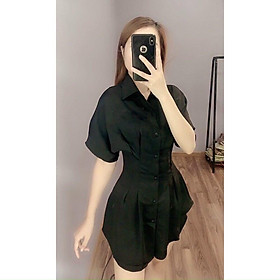 Set bộ đồ sơ mi nữ xếp ly eo  thời trang siêu xinh