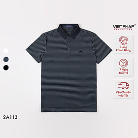 Áo Polo Nam VIỆT PHÁP Form Luxury - Thun Lụa Lạnh Sọc, lịch lãm, sang trọng 2A113