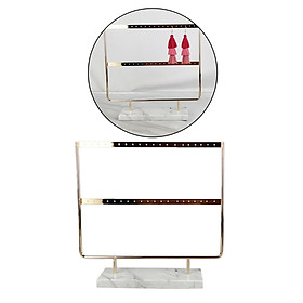 Personal Use Jewelry Display Stand Multi-layer Earring Stud Holder Marble Base, Free Standing on Vanity / Counter Top
