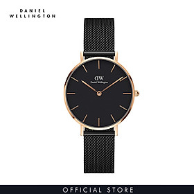 Đồng hồ Daniel Wellington dây lưới - Petite Ashfield đen-vàng hồng