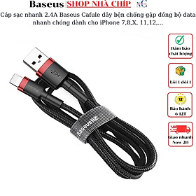 Cáp sạc nhanh 2.4A Baseus Cafule dây bện chống gập đồng bộ data nhanh chóng dành cho iPhone dài 100CM ( nhiều màu ) - Hàng chính hãng
