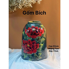 Mua Bình Hoa Lọ Hoa Dáng Chuông Nhỏ Cao 21cm Vẽ 3D Nhiều Mẫu Gốm Bát Tràng - Gốm Bích