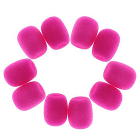 3X Set of 10 Small Microphone Sponge Cover   Mic Protection Fushcia 28x22x8mm