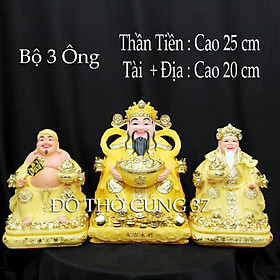 Mua   BỘ 3 ÔNG ÁO VÀNG   THẦN TÀI THỔ ĐỊA +THẦN TIỀN ÁO VÀNG CHẤT LIỆU BỘT ĐÁ COMPOSITE