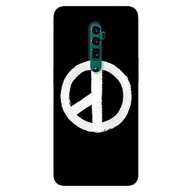 Ốp Lưng in cho Oppo Reno 10x Mẫu Peace Y Nền Đen - Hàng Chính Hãng