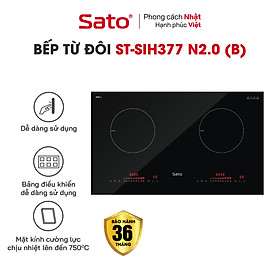 Bếp điện từ thông minh Sato SIH377 N2.0 (B) - Mâm điện từ dùng 100% dây đồng tạo hiệu suất tối đa, tiết kiệm điện năng (Tặng bộ 3 nồi Inox) - Miễn phí vận chuyển toàn quốc - Hàng chính hãng