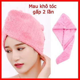 Mua Khăn quấn tóc gội đầu ủ khô tóc bằng vải cao cấp mềm mại dễ dàng sử dụng màu hồng xanh