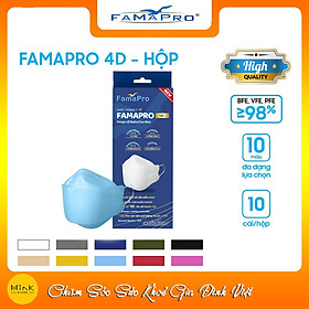 [HỘP - FAMAPRO 4D] - Khẩu trang y tế kháng khuẩn cao cấp Famapro 4D tiêu chuẩn KF94 (10 cái/ hộp)