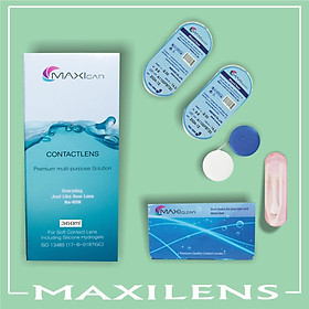 Combo lens cận không màu, nước ngâm lens 360ml TẶNG gắp lens, khay ngâm lens (Dung dịch ngâm chai lớn siêu tiết kiệm)