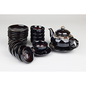 Mua Bộ Ấm Chén Bát Tràng Men Hỏa Biến Màu Đỏ Ngân Hà