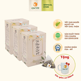 Combo 3 hộp Trà thảo mộc Quê Việt + tặng 1 cốc gốm sứ Bát Tràng - Hộp 600g (20 túi x 30g)