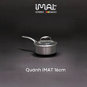 [Hàng chính hãng] Nồi, Quánh inox iMat Blackcube 16cm, Cao 8cm, Thể tích 1.6l, Phủ chống dính Daikin-Nhật Bản thế hệ mới