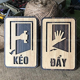 Mua Bảng kéo đẩy chỉ dẫn mở cửa bằng gỗ cắt laser