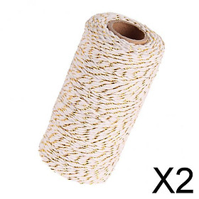 2x328 Feet (100m)Colored Cotton Twine String Rope Cord for Crafts White Gold