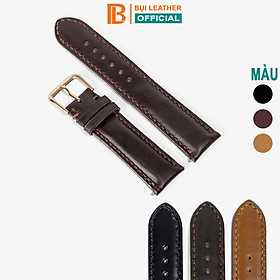 Dây đồng hồ da bò Bụi Leather D101- Da thật khâu tay thủ công cao cấp - Bảo hành 12 tháng