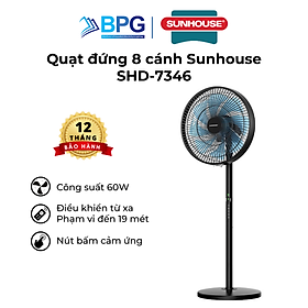 Mua Quạt đứng Sunhouse 8 cánh 60W SHD-7346  động cơ đồng nguyên chất  vận hành êm ái  không tiếng ồn  Hàng chính hãng