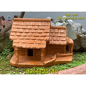 Mua Tiểu cảnh nhà rơm hai gian làng quê Việt Nam h14cm gốm sứ Bát Tràng