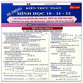 Hệ Thống Kiến Thức Toán Hình Học 10-11-12