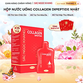 (New) Nước uống Collagen dipeptide 15 túi Sắc Ngọc Khang tinh khiết nhập khẩu từ Nhật Bản, đạt chuẩn hàm lượng hấp thụ nhanh & vượt trội giúp trẻ hóa làn da - săn chắc và sáng mịn
