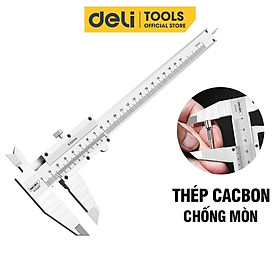 Thước Kẹp Cặp Cơ Khí Deli 150mm - 200mm - Chất Liệu Thép Cacbon Siêu Bền Chống Mòn Gỉ, Độ Chính Xác Cao - DL92200 - Thước thép 150mm