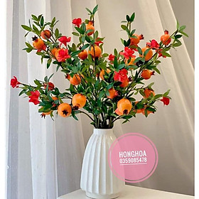 Mua ♡ Cành lựu giả 5 quả 2 hoa dài 70cm decor siêu xinh - HÀNG CAO CẤP