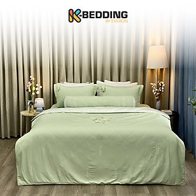 Bộ ga giường chần bông KBedding by Everon KMTS 103 Microtencel Xanh ngọc (4 món) - 180x200cm