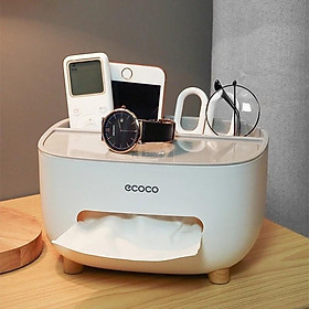 Hộp giấy để bàn Ecoco có 2 ngăn cắm phụ kiện mã 2009