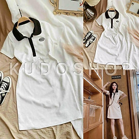 Váy suông ANIE dáng ngắn tiểu thư phối cổ polo trẻ trung cá tính/ Đầm nữ cộc tay dáng rộng unisex_kudoshop