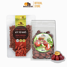 COMBO TIẾT KIỆM - Câu Kỷ Tử 145g & Táo Đỏ khô Tân Cương Oh Smilenuts túi 500g - Combo Pha trà cực ngon, khoẻ đẹp - Đặc biệt có thể ăn trực tiếp, chứa nhiều chất chống oxy hóa, đẹp da, giàu Sắt và Vitamin C