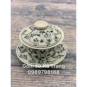 Mua Bộ bát trà sâm gốm sứ Bát Tràng cao cấp vẽ tay xuất dư hoạ tiết sen phú quý