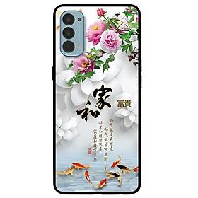 Ốp lưng dành cho Reno 4 mẫu Chim Cá Nền Hoa Trắng