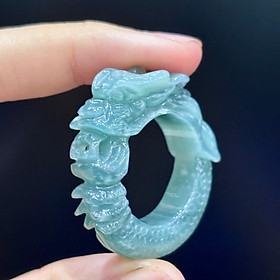 Nhẫn Phỉ Thúy Lam Ngọc – Chạm Rồng Tinh Xảo – Đá Tự Nhiên, Thiết Kế Sang Trọng