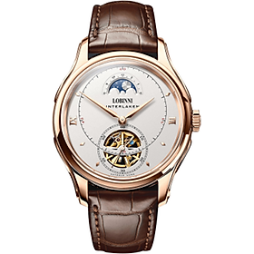 Đồng hồ nam chính hãng LOBINNI LB13023G-D1 hàng mới 100%,Kính sapphire ,chống xước,chống nước 50m,mặt trắng vỏ vàng hồng dây da nâu xịn, thép không gỉ 316L,Đồng hồ cơ (Automatic) bảo hành 24 tháng, Mới 100%,thiết kế đơn giản trẻ trung và sang trọng