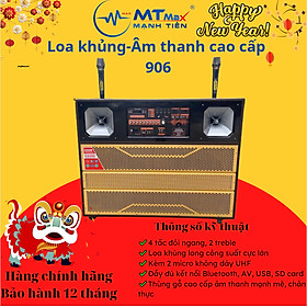 Mua Loa kéo di động 4 tấc đôi ngang Bose 906 - Loa khủng long - 2 bass 2 treble - Công suất cực lớn 6000W - Âm thanh khủng - Dàn karaoke di động - Kèm 2 micro không dây UHF