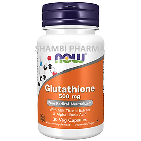 Glutathione 500mg hãng Now foods USA Giảm lão hóa da, oxi hóa, thải độc gan tăng cường hệ miễn dịch