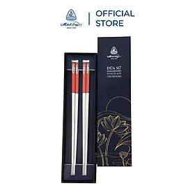 Mua Bộ 02 đôi đũa sứ Minh Long 24.4 cm - Màu đỏ pastel - Hộp giấy